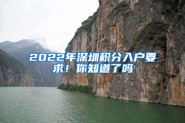 2022年深圳积分入户要求！你知道了吗