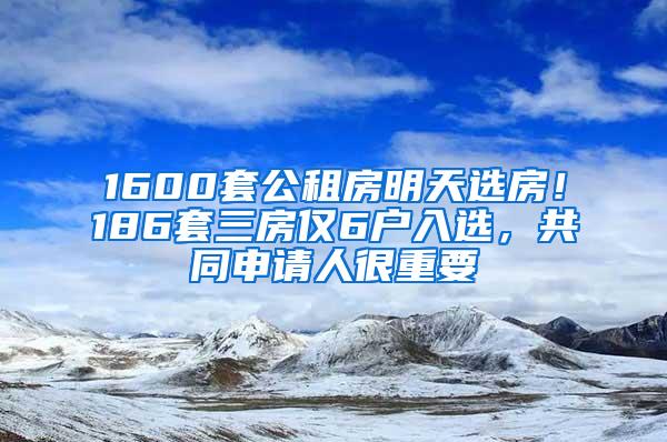 1600套公租房明天选房！186套三房仅6户入选，共同申请人很重要