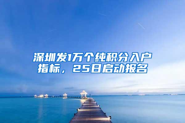 深圳发1万个纯积分入户指标，25日启动报名