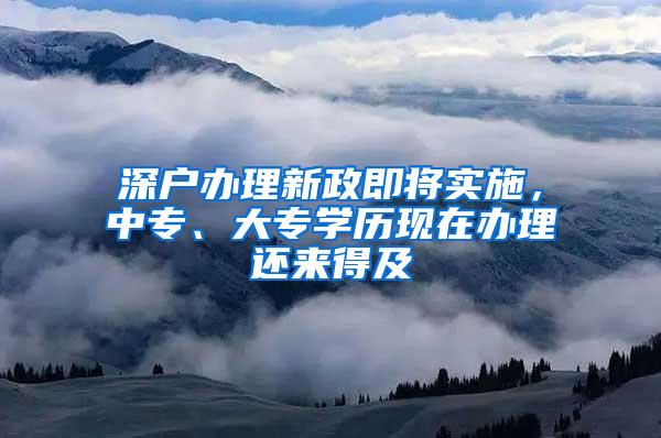 深户办理新政即将实施，中专、大专学历现在办理还来得及