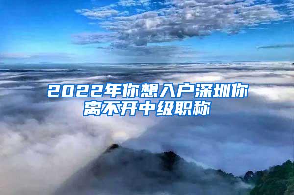 2022年你想入户深圳你离不开中级职称