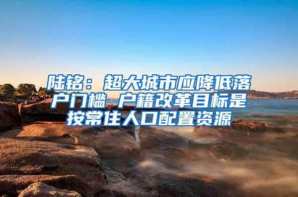 陆铭：超大城市应降低落户门槛 户籍改革目标是按常住人口配置资源