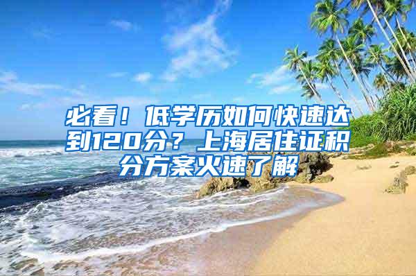 必看！低学历如何快速达到120分？上海居住证积分方案火速了解