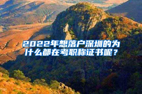 2022年想落户深圳的为什么都在考职称证书呢？