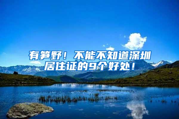 有笋野！不能不知道深圳居住证的9个好处！