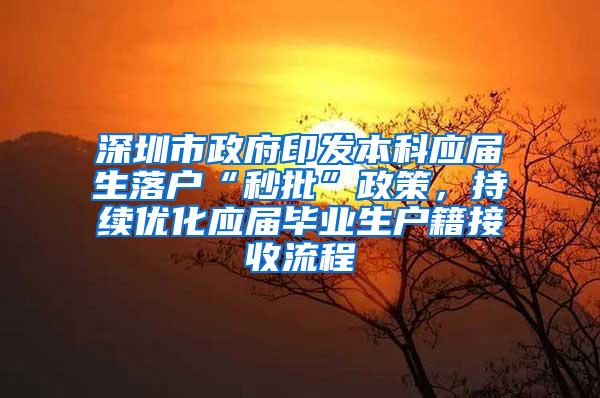 深圳市政府印发本科应届生落户“秒批”政策，持续优化应届毕业生户籍接收流程