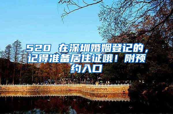 520 在深圳婚姻登记的，记得准备居住证哦！附预约入口