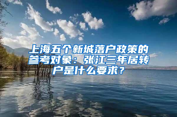 上海五个新城落户政策的参考对象：张江三年居转户是什么要求？