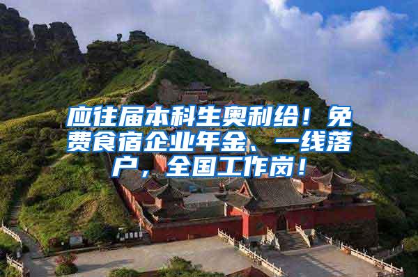 应往届本科生奥利给！免费食宿企业年金、一线落户，全国工作岗！