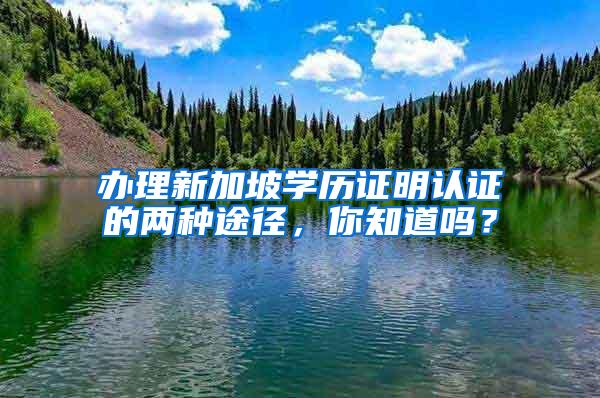 办理新加坡学历证明认证的两种途径，你知道吗？