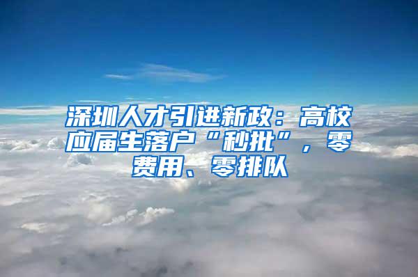 深圳人才引进新政：高校应届生落户“秒批”, 零费用、零排队