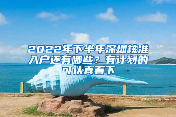 2022年下半年深圳核准入户还有哪些？有计划的可认真看下