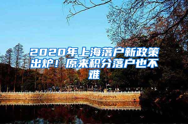 2020年上海落户新政策出炉！原来积分落户也不难