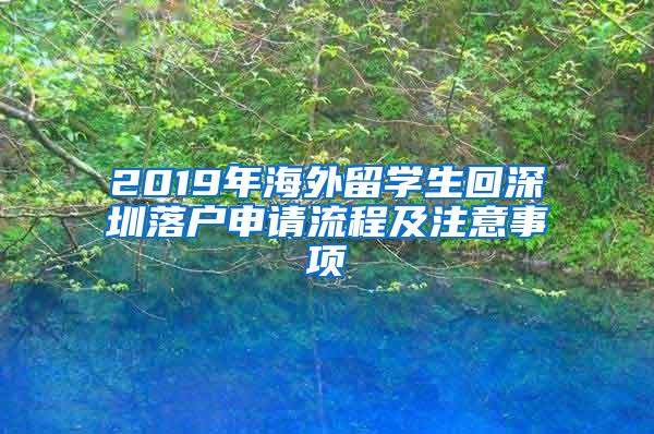 2019年海外留学生回深圳落户申请流程及注意事项