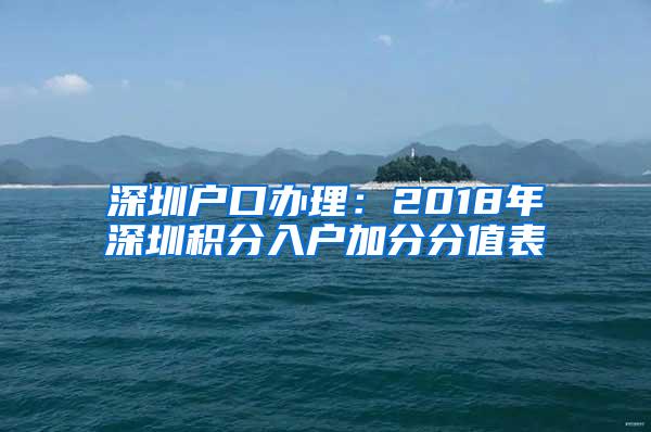 深圳户口办理：2018年深圳积分入户加分分值表