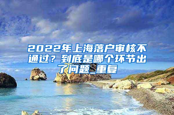 2022年上海落户审核不通过？到底是哪个环节出了问题_重复