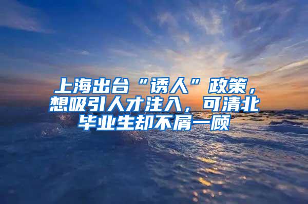 上海出台“诱人”政策，想吸引人才注入，可清北毕业生却不屑一顾