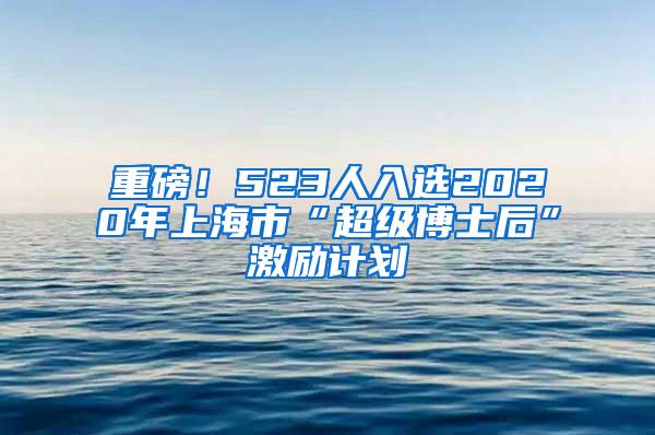 重磅！523人入选2020年上海市“超级博士后”激励计划