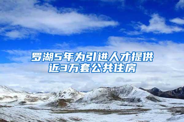 罗湖5年为引进人才提供近3万套公共住房