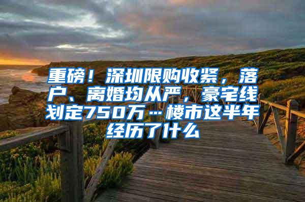 重磅！深圳限购收紧，落户、离婚均从严，豪宅线划定750万…楼市这半年经历了什么