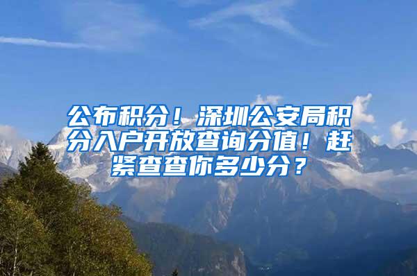 公布积分！深圳公安局积分入户开放查询分值！赶紧查查你多少分？