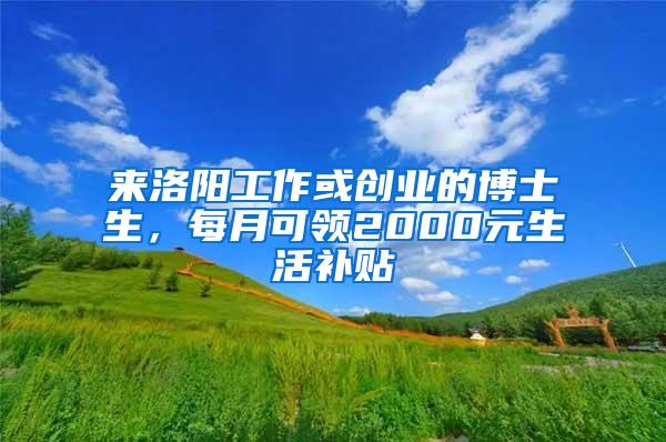 来洛阳工作或创业的博士生，每月可领2000元生活补贴