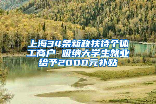 上海34条新政扶持个体工商户 吸纳大学生就业给予2000元补贴