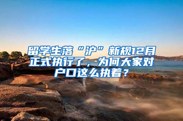 留学生落“沪”新规12月正式执行了，为何大家对户口这么执着？