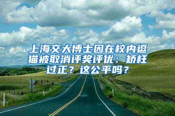 上海交大博士因在校内逗猫被取消评奖评优：矫枉过正？这公平吗？