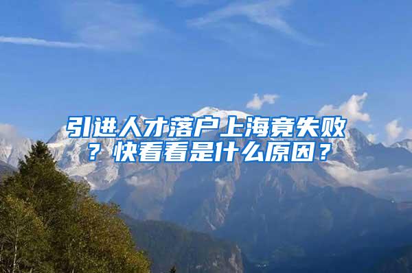 引进人才落户上海竟失败？快看看是什么原因？