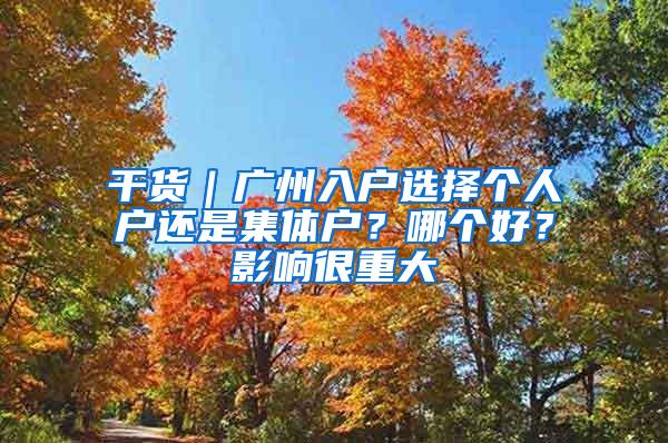 干货｜广州入户选择个人户还是集体户？哪个好？影响很重大