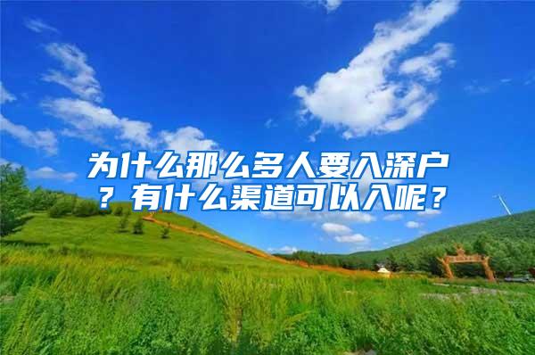 为什么那么多人要入深户？有什么渠道可以入呢？