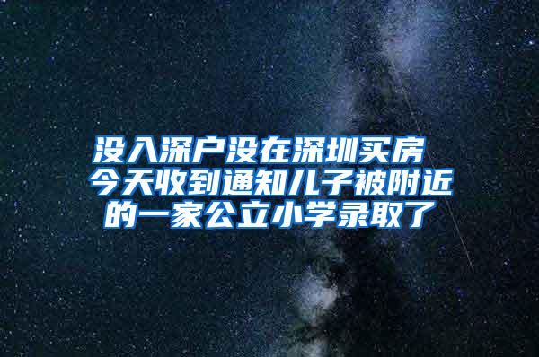 没入深户没在深圳买房 今天收到通知儿子被附近的一家公立小学录取了