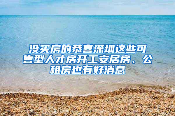 没买房的恭喜深圳这些可售型人才房开工安居房、公租房也有好消息