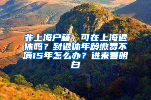 非上海户籍，可在上海退休吗？到退休年龄缴费不满15年怎么办？进来看明白→