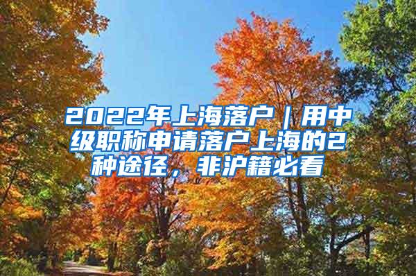 2022年上海落户｜用中级职称申请落户上海的2种途径，非沪籍必看