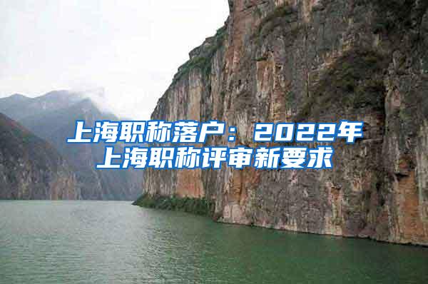 上海职称落户：2022年上海职称评审新要求