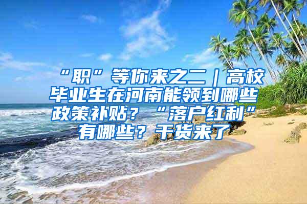 “职”等你来之二｜高校毕业生在河南能领到哪些政策补贴？“落户红利”有哪些？干货来了