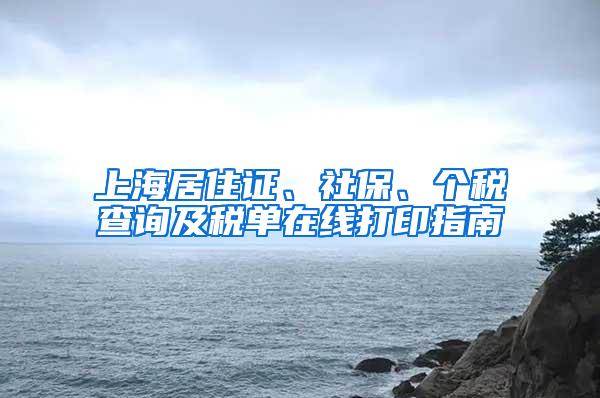 上海居住证、社保、个税查询及税单在线打印指南