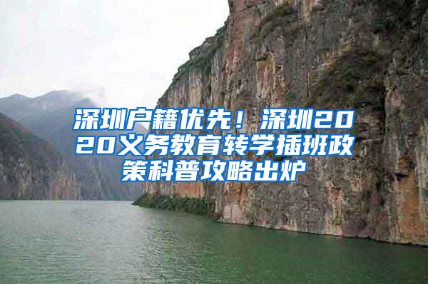 深圳户籍优先！深圳2020义务教育转学插班政策科普攻略出炉