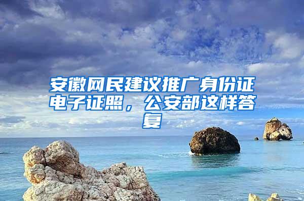 安徽网民建议推广身份证电子证照，公安部这样答复