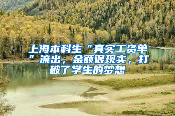 上海本科生“真实工资单”流出，金额很现实，打破了学生的梦想