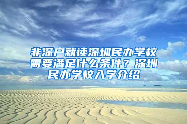 非深户就读深圳民办学校需要满足什么条件？深圳民办学校入学介绍