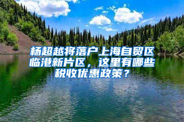 杨超越将落户上海自贸区临港新片区，这里有哪些税收优惠政策？