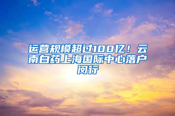 运营规模超过100亿！云南白药上海国际中心落户闵行