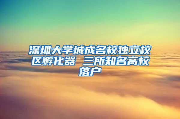 深圳大学城成名校独立校区孵化器 三所知名高校落户