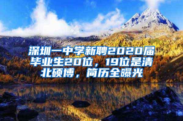 深圳一中学新聘2020届毕业生20位，19位是清北硕博，简历全曝光