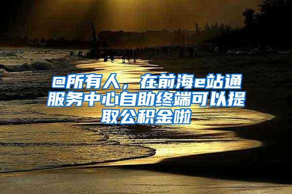 @所有人，在前海e站通服务中心自助终端可以提取公积金啦