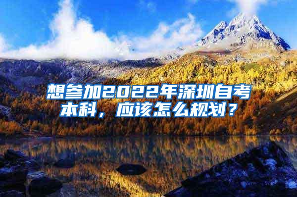 想参加2022年深圳自考本科，应该怎么规划？