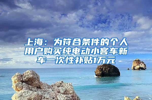 上海：为符合条件的个人用户购买纯电动小客车新车一次性补贴1万元